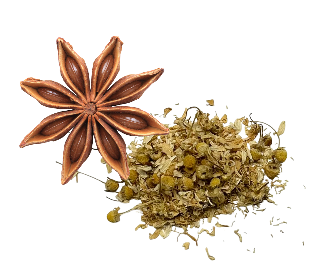 Sternanis und Kamillenblüten