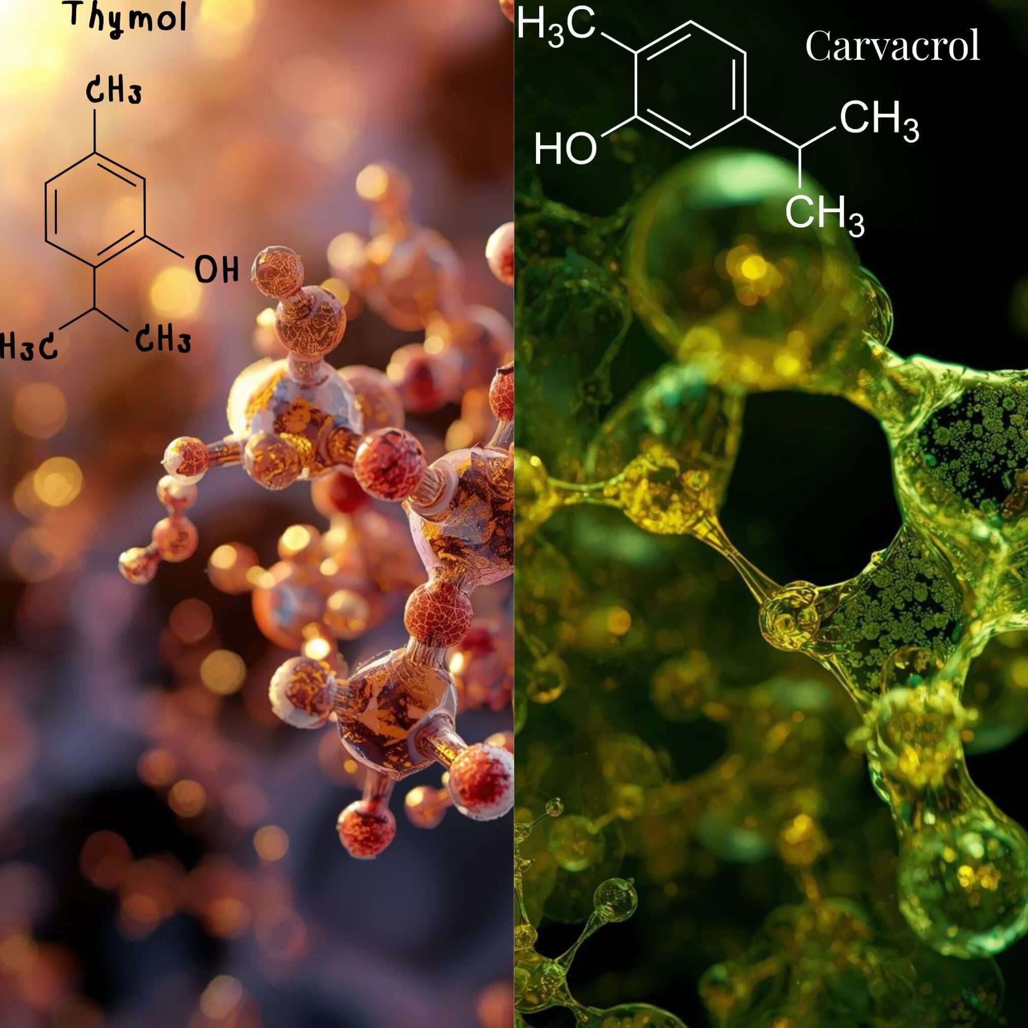 grafische Darstellung von Thymol und Carvacrol.