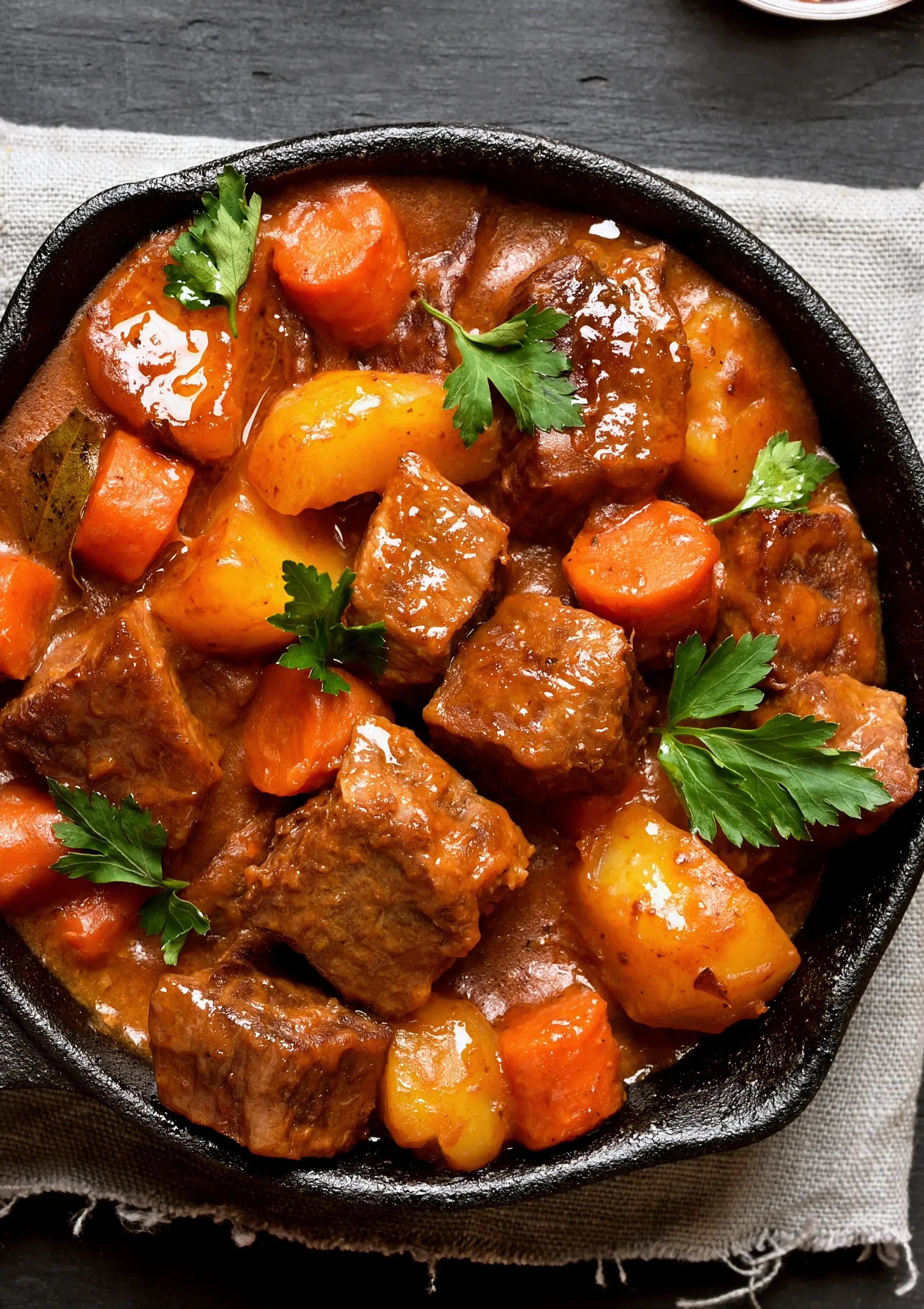 Fleisch-Kartoffelpfanne mit Petersilie