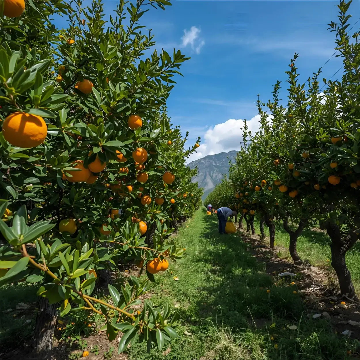 Aromatische Kräuter aus mediterranem Anbau – Rohstoffe für ätherische Bio-Öle, hier: Orangenernte in einem griechischen Orangenhain.
