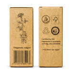 Seitenansichten der Kraftverpackung des ätherischen Oreganoöls von Anthos Botanicals