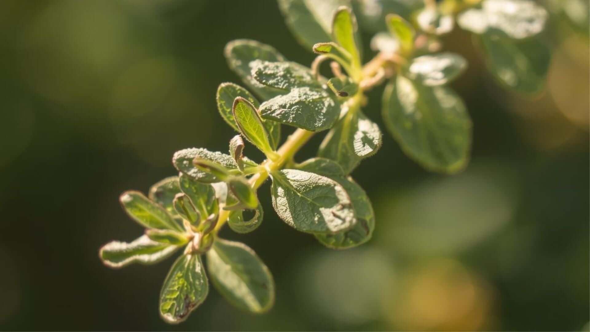 Makroaufnahme eines Oreganozweiges.
