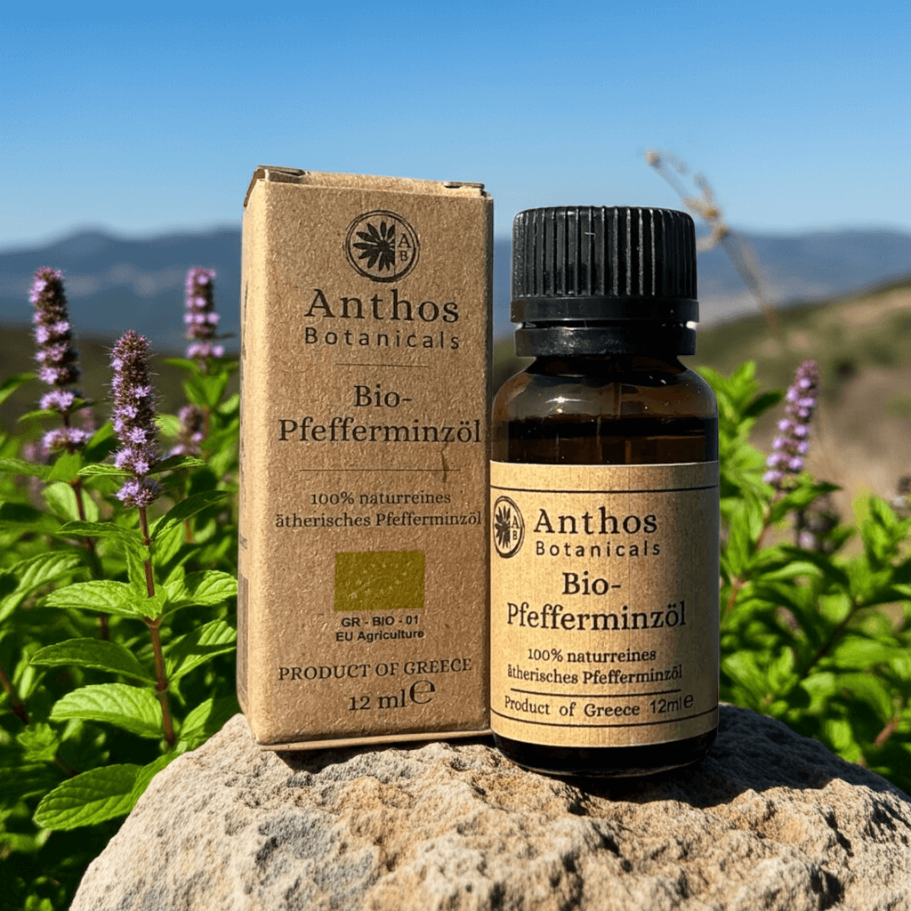 Pfefferminzöl BIO 12ml - Lebensmittelzertifiziert in natürlicher Umgebung mit Verpackung