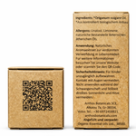 Obe- und Rückseite der Kraftverpackung des ätherischen Oreganoöls von Anthos Botanicals