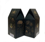 Zwei schwarze Verpackungen mit Zitronenverbene in der Seitenansicht. 