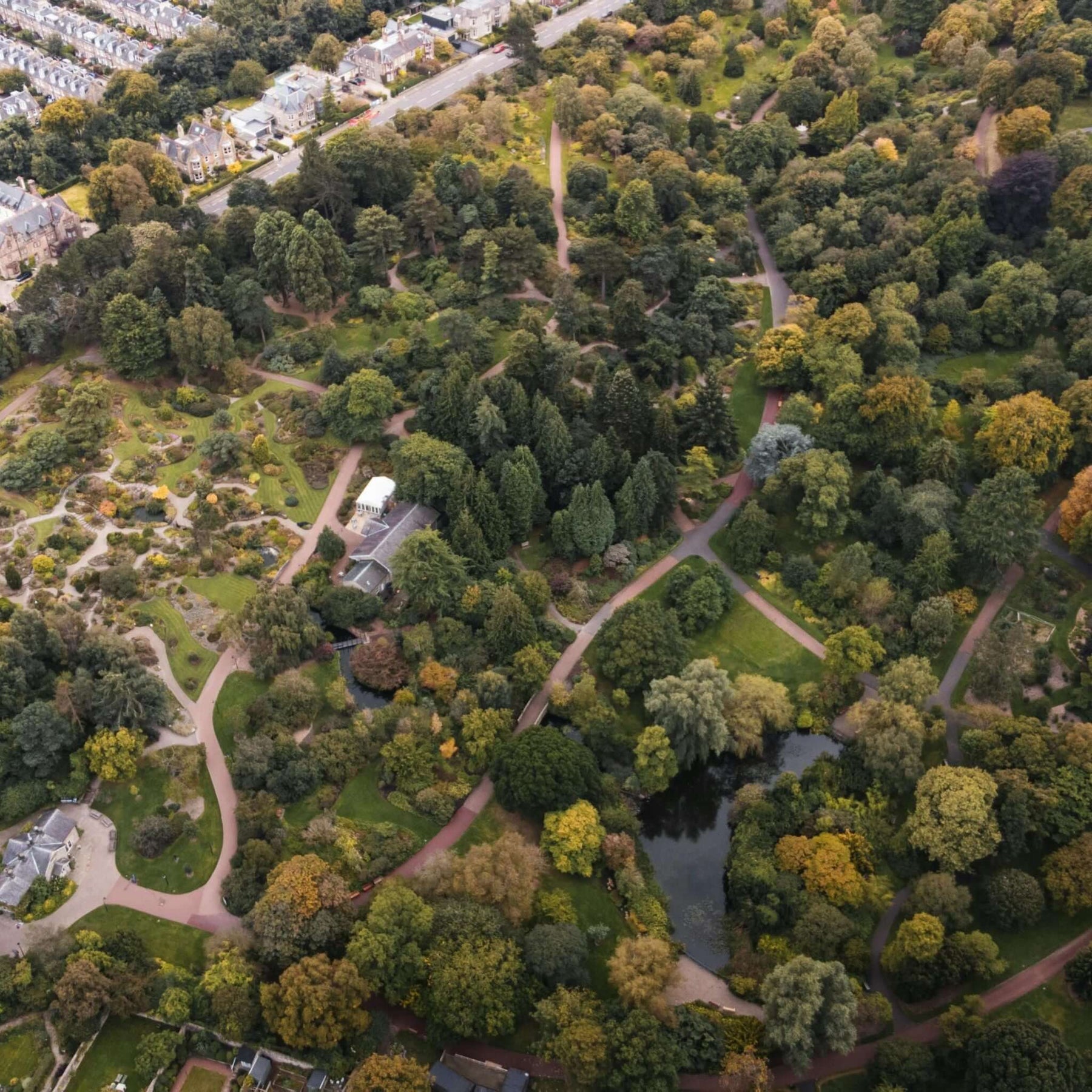 Der Botanische Garten von Edinburgh aus der Vogelperspektive