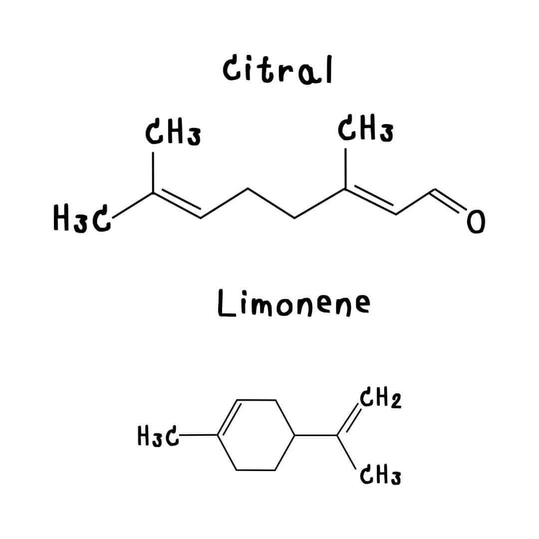 Strukturformel von Citral und Limonene